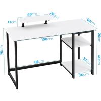 Computadora con Estantes Reversibles Almacenamiento Mesa Oficina para Ahorro Espacio y Mesa Estudio Pequeña para Montaje SencilloBlanco - details 3