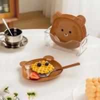 Little Bear Dinner Plate Cartoon Shape Bear Spit Bone Dish Desktop Trash Tray Snack Food Residue Fruit Plate Kitchen Tableware - details 6