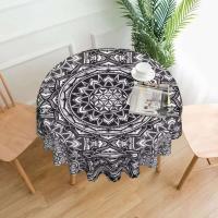 Mantel circular mandala, flor de loto de la vida, impermeable, resistente al aceite, 60 pulgadas, forma geométrica sagrada - details 26