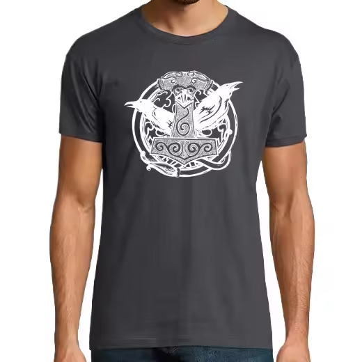 Camiseta Mjolnir blanco Camisetas hombre clásica premium de vikingos - 1
