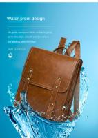 Mochila de piel blanda retro Pu para hombres y mujeres, bolsa de computadora de gran capacidad, mochila universitaria, mochila de cercanías - details 6