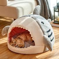 Casa de Gato con Forma de Tiburón de Dibujos Animados Cama Suave Caliente para Mascotas, Desmontable y Lavable - details 4