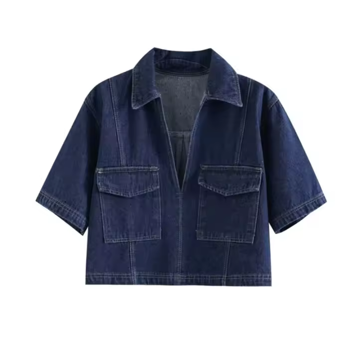 2024 Primavera/Verano novedad moda francesa estilo europeo y americano Casual versátil pantalones vaqueros cortos t para mujeres - 1