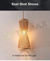 Tomax-Lámpara de bambú de 55CM, lámpara creativa de ratán para restaurante, pasillo, hotel, bar, restaurante - details 16