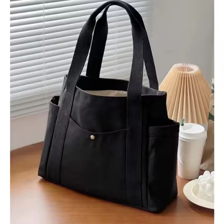 Bolso de lona de gran capacidad para el trabajo, bolso de mujer estilo universitario - 1