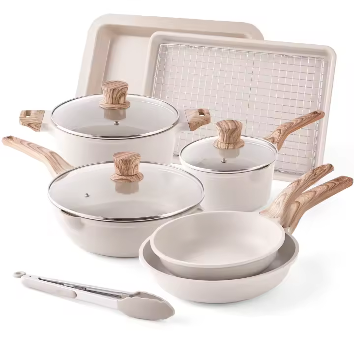 RIOVARM Inducción Juego de ollas y sartenes, Antiadherente Granito Sartenes y ollas con Tapas, Juegos de sartenes Sin PFOA, Sartén, Cazuela, Sartén para asar, Plato para tartas - 1