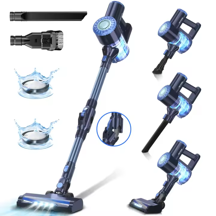 PrettyCare-aspiradora inalámbrica W400, aspirador de pie automático, Varita flexible de 180 °, palo ligero 6 en 1, potente con 25kPa - 1