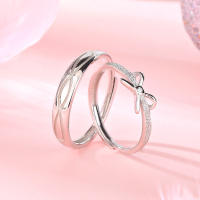 Anillo de pareja de 34 tipos, simple y moderno, par de circonitas de corona para hombres y mujeres, anillo de diamantes de simulación de boda abierto - details 20