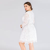 Vestido de encaje Floral de manga larga para mujer, talla grande, negro, adecuado para banquetes, clubes, vacaciones de ocio y uso diario - details 12