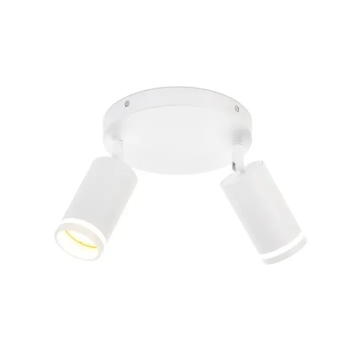 CBJKTX Plafón LED de 2 llamas - Plafón blanco GU10 Foco giratorio Aplique de pared de madera Foco de pared para salón - 1