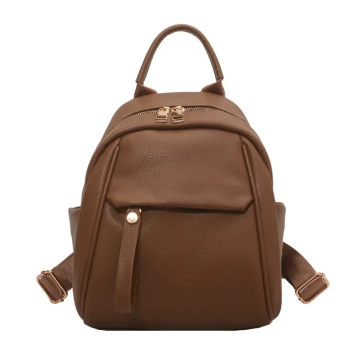 Mochila de mujer de gran capacidad de cuero suave simple casual 2025 nueva mochila de moda mochila marea - 1