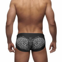 Jessborn bañadores triangulares para hombre, bañador con estampado de ala negra plateada, pantalones cortos de cintura media, sexy, bañador de playa de primavera caliente - details 3