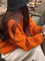 Suéter holgado Harajuku de manga larga para mujer, jerséis coreanos de otoño e invierno, prendas de punto, Tops suaves y cálidos, suéter liso elegante para mujer - details 2