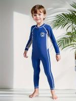 Traje de baño de una pieza para niños, con mangas largas para deportes acuáticos, protección solar y traje de neopreno - details 2