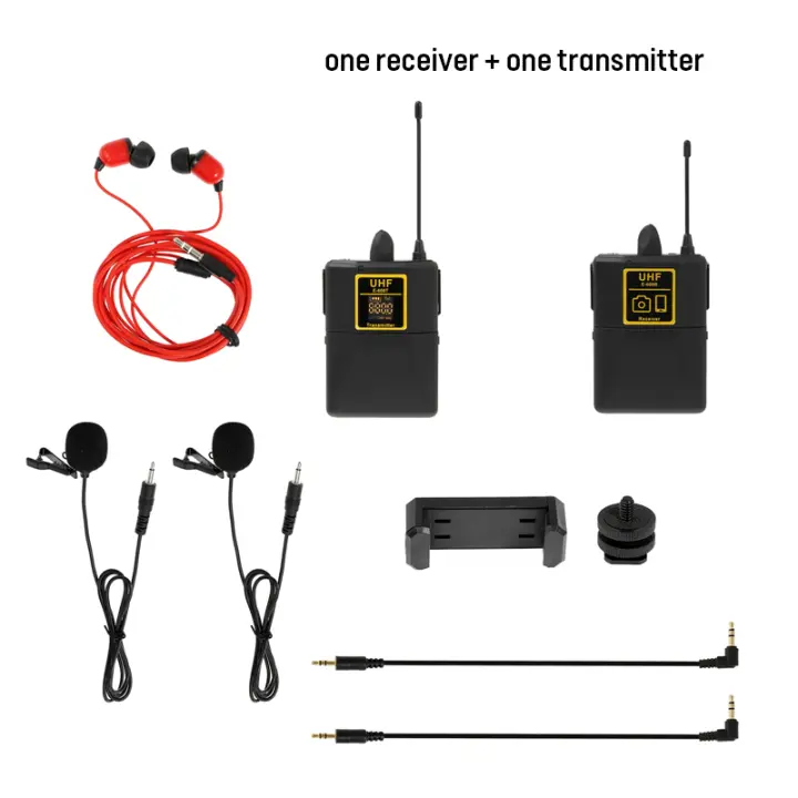 Micrófono de Lavetina Inalámbrico UHF 30 Canales Disponibles Alcance de 50m Para Cámara DSLR - 1