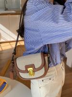 Nuevo Bolso bandolera de un hombro Retro de lona con Panel de contraste de estilo pequeño - details 5