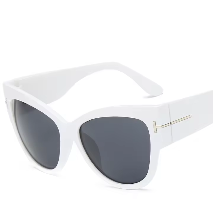 Nuevas gafas de sol tipo ojo de gato de moda, gafas de sol de protección solar personalizadas y versátiles para mujer, gafas de sol retro de montura grande en forma de T - 1