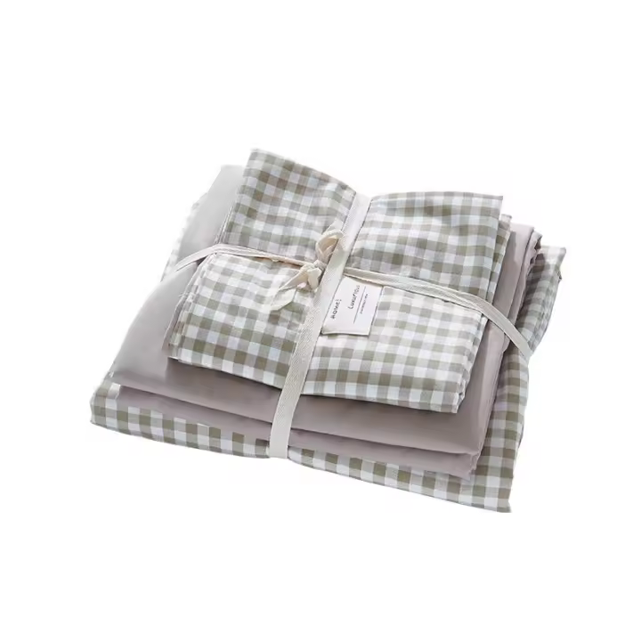 Juego de cuatro piezas de algodón lavado, sábanas de litera para dormitorio de estudiantes, funda de edredón, ropa de cama - 1