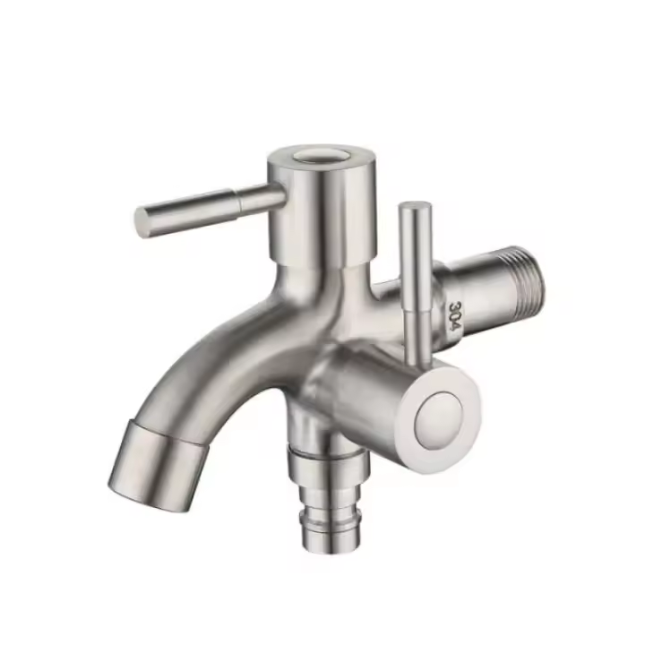 Grifo de aleación cepillada, grifo de agua multifunción, doble salida, para lavadora - 1