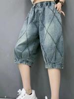 Pantalones Cortos de Denim para Mujer Primavera/Verano 2024 Ajuste Recto, Largo hasta la Rodilla, Cuidado de Mano, Tejido de Denim de China - details 3