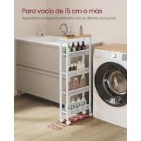 Carro de 4 Niveles, Carro Estrecho de Cocina con Ruedas, con Asa, para Espacio Reducido, 22 x 45,4 x 77 cm, para Cocina, Baño, Salón, Estudio, Marrón Rústico y Negro - details 41