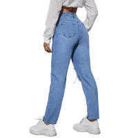 Pantalones vaqueros rasgados de cintura para mujer Pantalones casuales para mamá - details 5