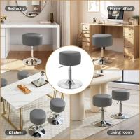 Taburetes de Maquillaje Redondos Pequeños Regulables en Altura, 54-69 cm, Taburetes Bar Bajo PU para Tocador, Dormitorio, Oficina en Casa y Salón - details 6