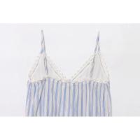 BUNO-de tirantes con cuello en V y rayas de contraste de encaje empalmado estilo de vacaciones para primavera/verano 2025 para mujer - details 5