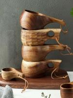 Taza de té con leche de madera de Acacia natural para acampar al aire libre finlandés Isamu, ordenador portátil, resistente al calor - details 1