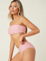Conjunto de Bikini Rosa Sólido Traje de Baño de Nylon con Espalda Descubierta para Mujeres - details 3