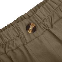 Pantalones Cortos de Lino y Algodón para Mujer Color Sólido, Cintura Suelta, Bolsillo, Botón, Moda Casual - details 44