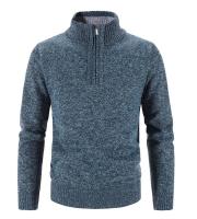 Suéter grueso de lana para hombre, Jersey cálido de cuello alto con media cremallera, suéteres de lana de punto delgados para Primavera, Invierno - details 1