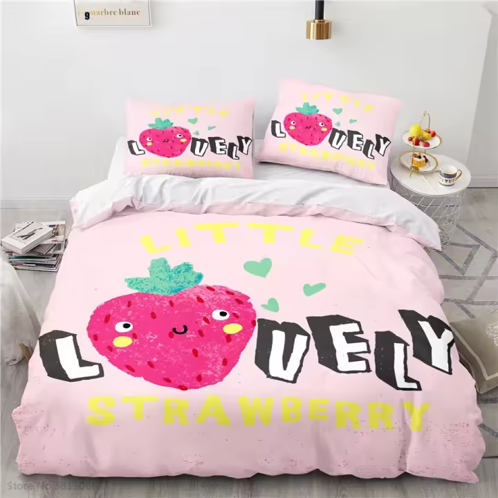 Juego de Ropa de Cama 3D de Conejo Blanco Funda de Edredón, Funda de Almohada, Ropa de Cama para Niños y Niñas Tamaños Gemelo, Plano, Rey - 1