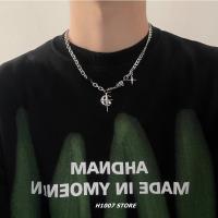 Collar de Acero Titanio con Estrella de Piedras Negras Estilo Hip-Hop y Streetwear Elegante - details 5