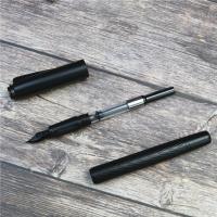 Pluma estilográfica samurái negra con textura de árbol, plumín de titanio recargable, plumas de tinta suave, punta de Metal de 0,5mm, suministros de escritura - details 4