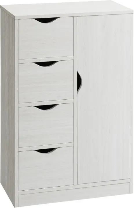 Armario de Salón Auxiliar con 4 Cajones Puerta, Estante Interior, Mueble de Almacenamiento Multiusos para Baño, Dormitorio, Comedor 54x29x83 cm - 1