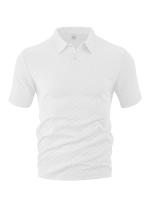 Hombre verano slim transpirable transpiración suelta casual color sólido jacquard hombre manga corta Polo - details 14