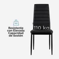 Juegos de 4 Sillas de Comedor con Respaldo Alto y Asiento Ergonómico con Costuras Decorativas, Sillas Elegantes en Piel Sintética con Estructura en Acero, 40X48X96, Beige - details 26