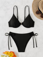 Nuevo traje de baño sexy con espalda descubierta y soporte de acero dividido de Yiyong, bikini con cordones de color sólido para mujer - details 5