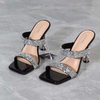 Y Sandalias Tacones altos de cristal Hilo Diamante Moda al aire libre Tamaño único Zapatos de mujer - details 2
