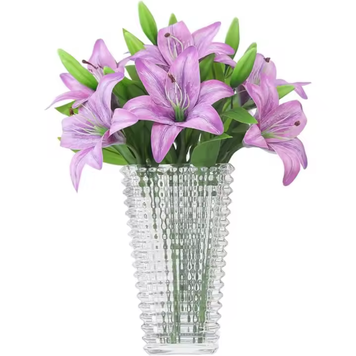 Flores de Lirio Artificiales de 60 cm de Largo 8 Cabezas de Flores Florecientes para Decoración de Boda, Hogar, Hotel, Oficina - 1