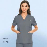Uniforme para enfermería de Hospital, Tops para cirugía, camisas de manga corta para mujer, ropa de trabajo para clínica Dental, blusa de enfermera, ropa de médico negra - details 17
