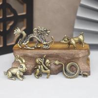 Estatuillas de latón del zodiaco chino 12, año Lunar del Dragón 2024, conejo, Tigre, caballo, Animal, Hada, decoración del hogar, adornos en miniatura - details 2