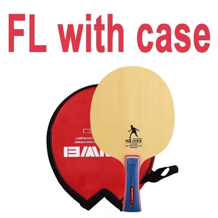 Hoja de tenis de mesa M8 (madera de 5 capas, bolsa redonda gratis y cinta de borde) raqueta de Ping Pong SANWEI - 1