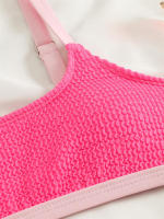Conjunto de Bikini de cintura alta para mujer, traje de baño de color naranja liso, bañador de playa, Verano - details 8