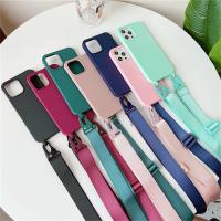Funda de silicona mate con cordón y correa para collar cruzado para iPhone 16 15 14 Pro Max 11 12 13 XR X XS 6 7 8 Plus SE cubierta a prueba de golpes - details 0