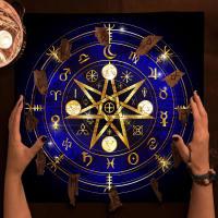 Mantel de Altar de Tarot Paño de Mesa Págico de Astrología Espiritual con Runas - details 1