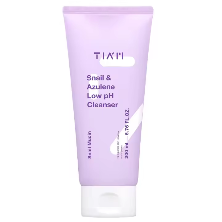 TIAM Snail&Azulene Low Cleanser, 6.76 fl oz, limpiador suave diario con mucina de caracol, adecuado para pieles sensibles, equilibrio de pH, - 1