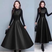 Camiseta sin mangas de cuero PU para mujer con bolsillos moda Otoño e Invierno Oficina A-e vestido largo de fiesta para mujer C235 - details 7