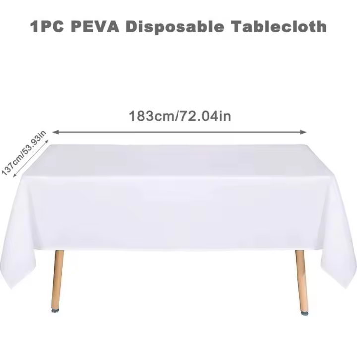 Mantel de PEVA con superposiciones de tela para bodas, Navidad, ducha, cumpleaños, eventos, banquetes, mesa de comedor para el hogar - 1